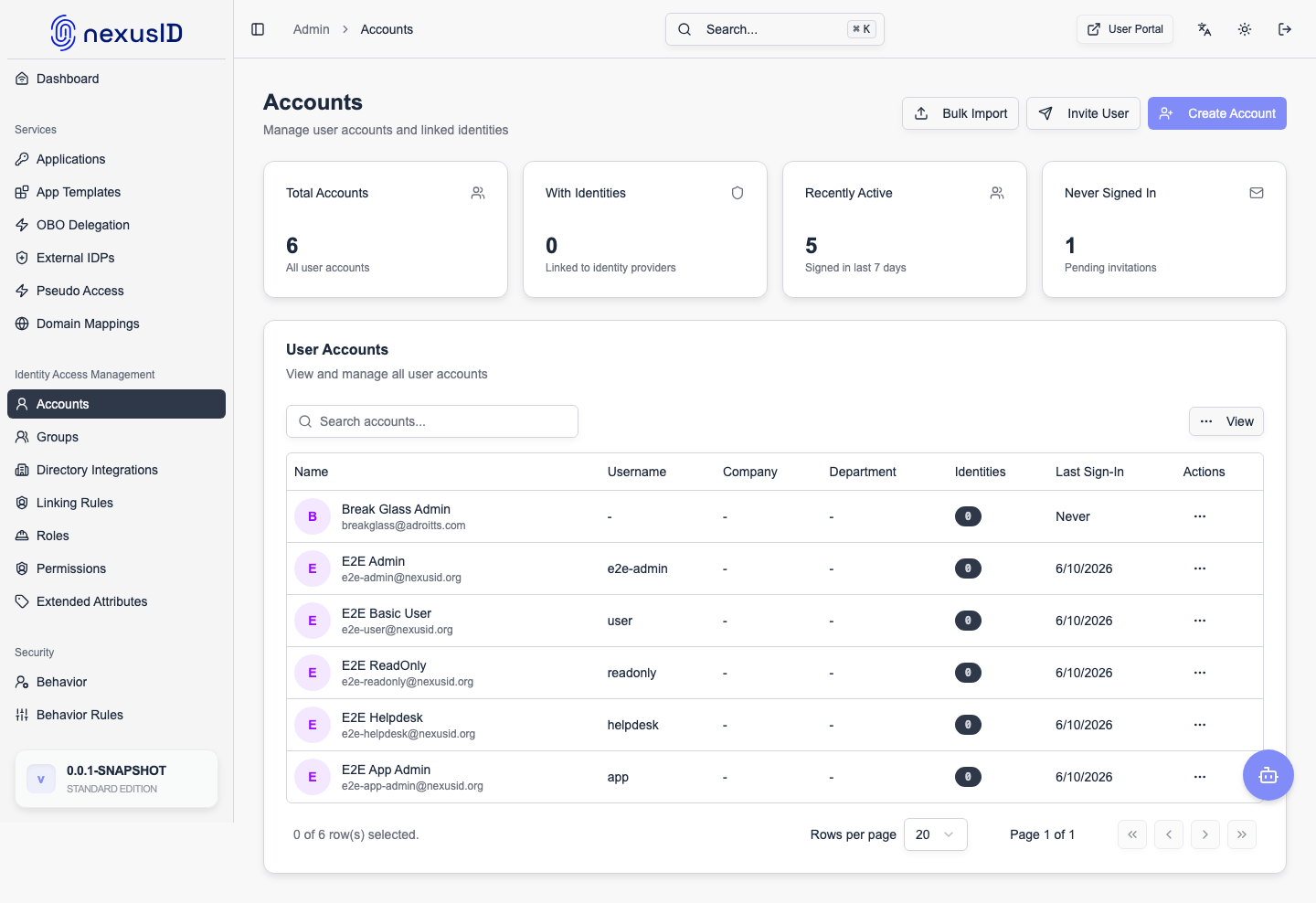 Accounts Console