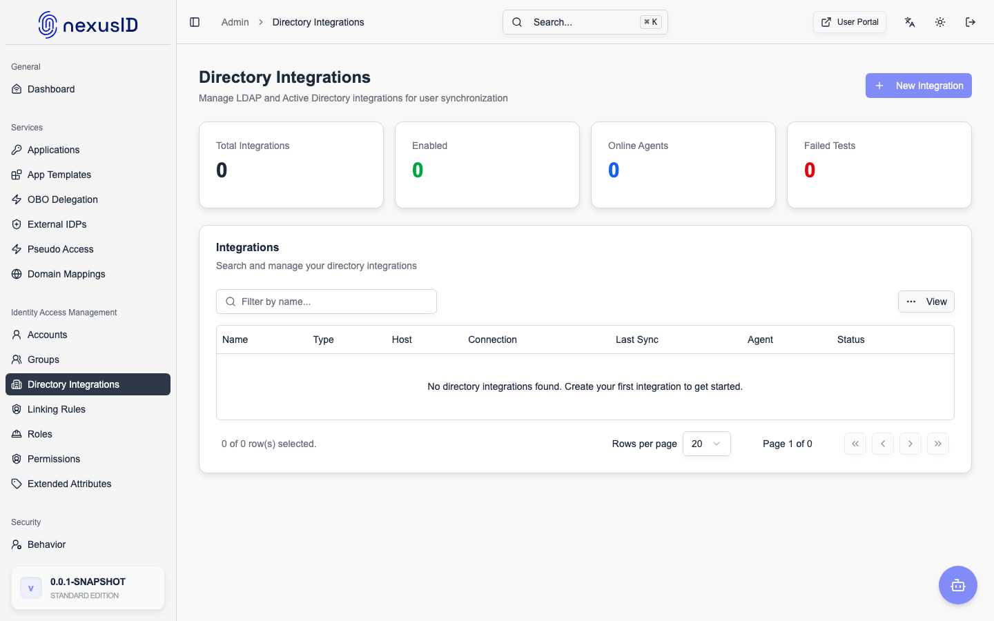 Directory Integrations Console