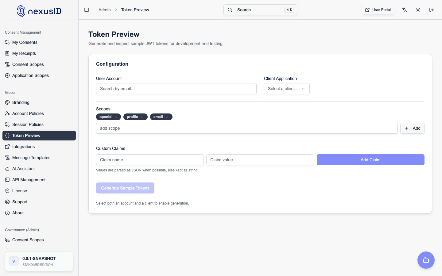 Token Preview Console